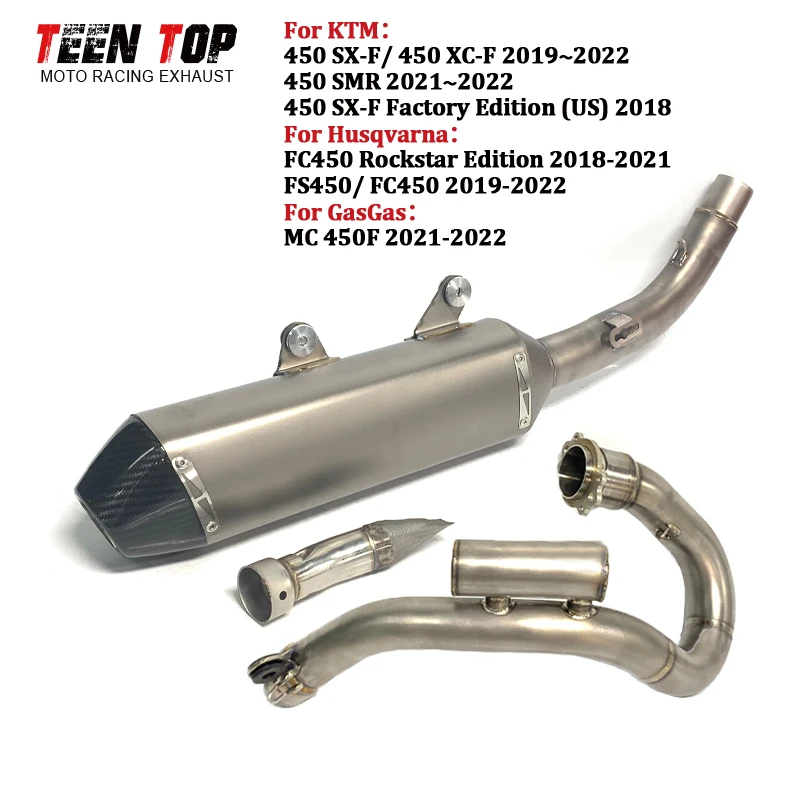 Motocross Full Exhaust System For KTM 450XC-F 450SX-F 450SMR Exhaust Header Front Connect Pipe Link Escape Moto Muffler 19- 22
Motocross Full Exhaust System For KTM 450XC-F 450SX-F 450SMR Exhaust Header Front Connect Pipe Link Escape Moto Muffler 19- 22