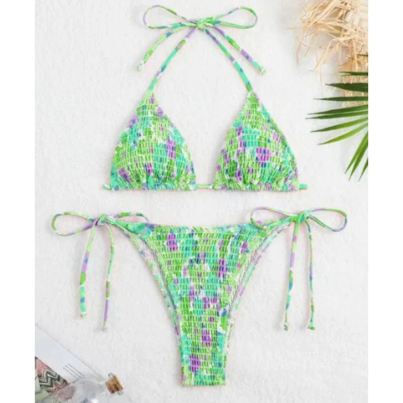 Винтажный купальник с принтом, женский комплект бикини, сексуальный комплект на шнуровке, треугольный Холтер, стринги с открытой спиной, микро бикини, лето 2025, новая пляжная одежда
Винтажный купальник с принтом, женский комплект бикини, сексуальный комплект на шнуровке, треугольный Холтер, стринги с открытой спиной, микро бикини, лето 2025, новая пляжная одежда