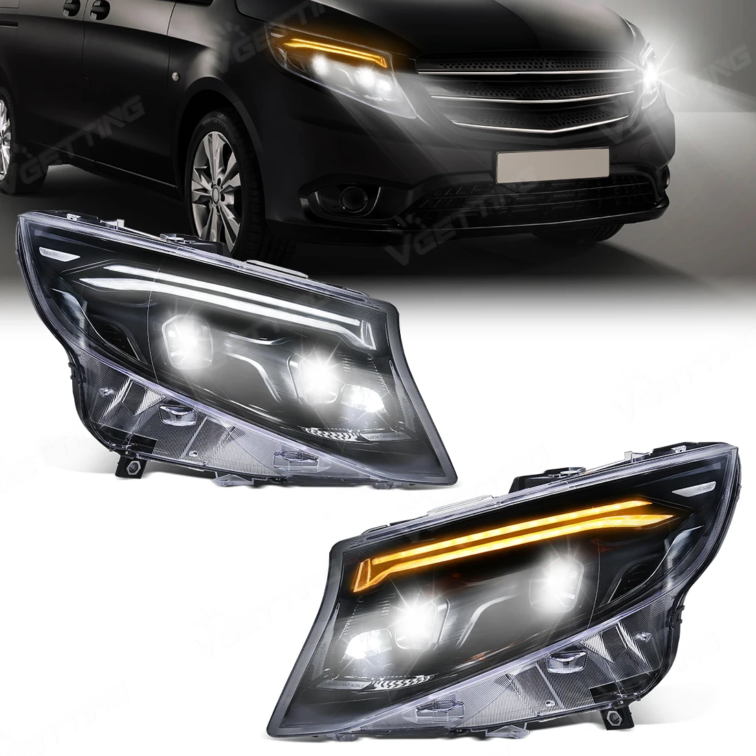 Car LED Lens Front Headlight For Benz Vito W447 2016 2017 2018 2019 2020 2021 2022 2023 Start-up Animation DRL Turn Signal Lamp
Car LED Lens Front Headlight For Benz Vito W447 2016 2017 2018 2019 2020 2021 2022 2023 Start-up Animation DRL Turn Signal Lamp