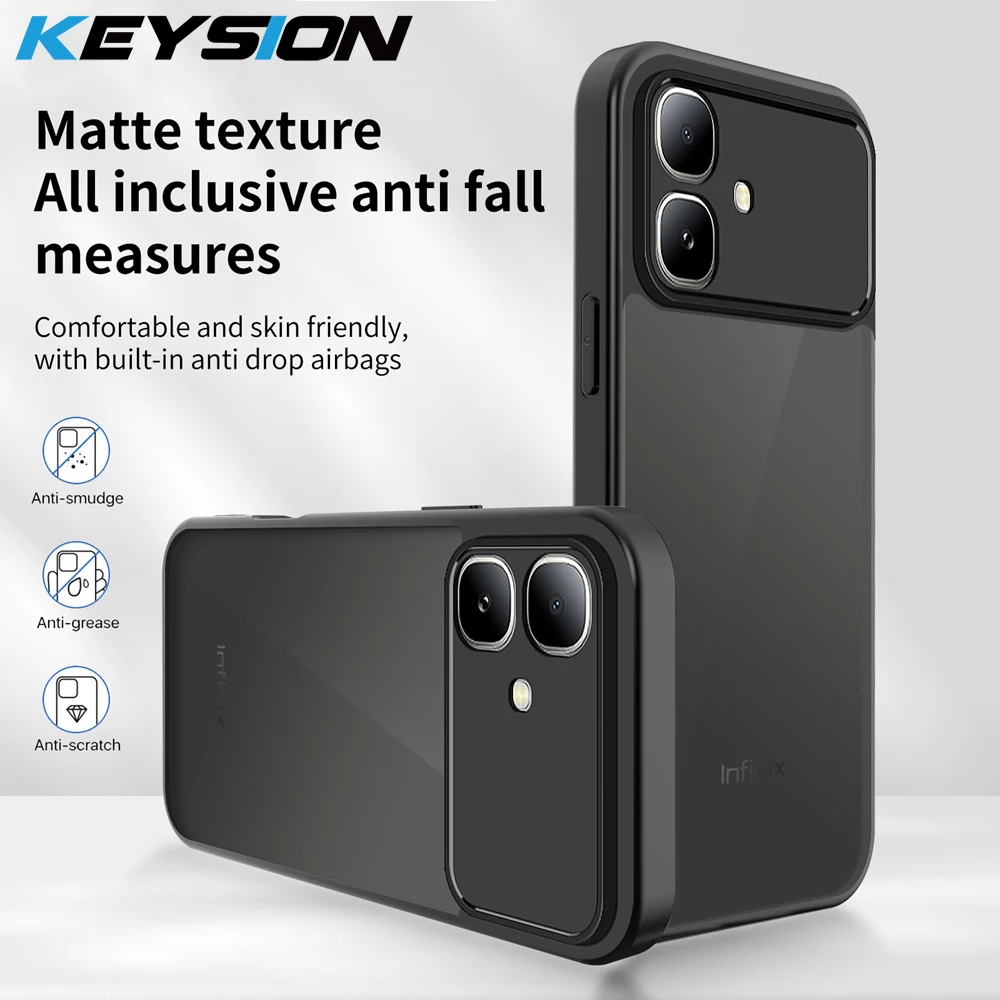 KEYSION Matte Translucent Black Phone Case for Infinix Smart 20 Soft Silicone+PC Clear Anti-slip Shockproof Cover for Smart 20
KEYSION Matte Translucent Black Phone Case for Infinix Smart 20 Soft Silicone+PC Clear Anti-slip Shockproof Cover for Smart 20