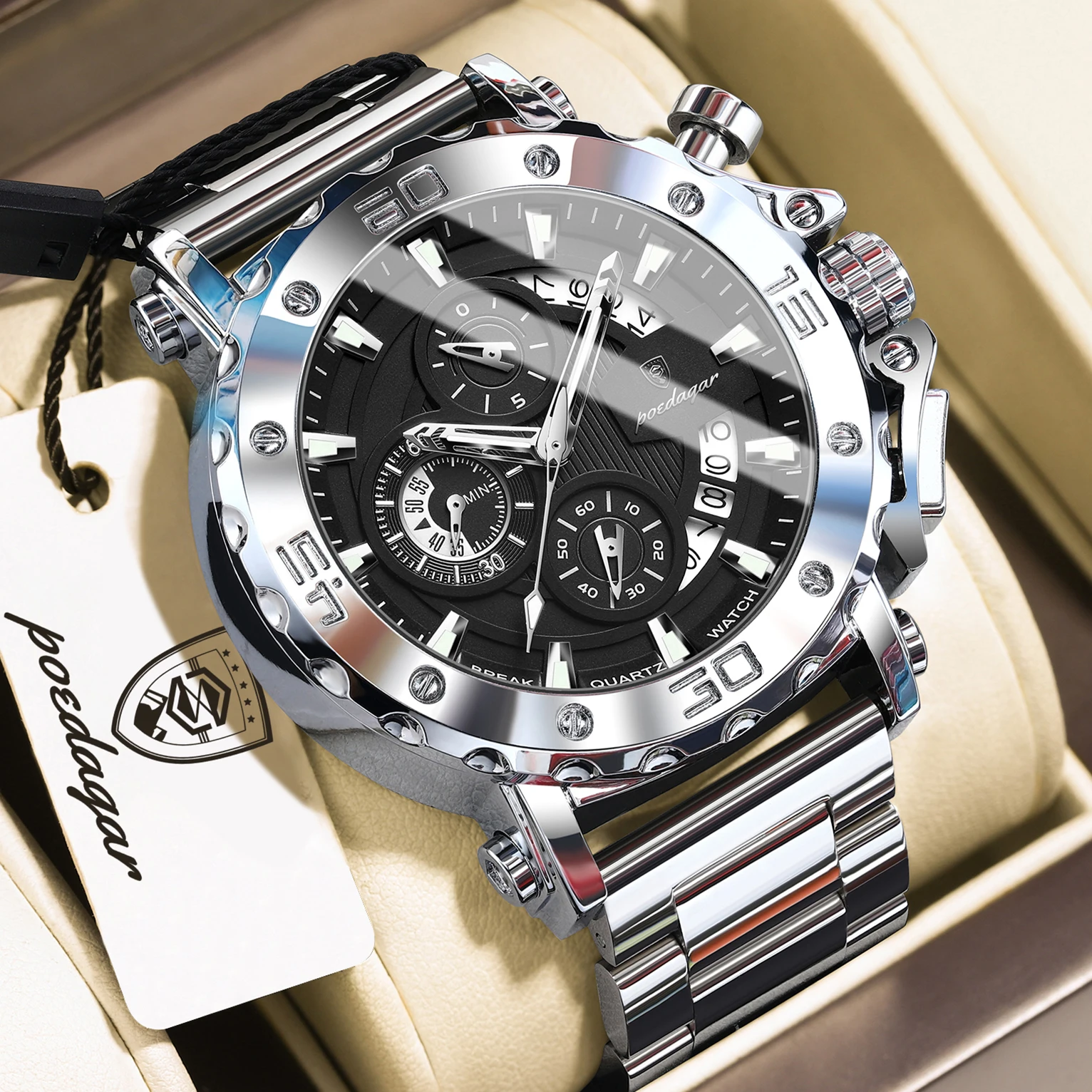 POEDAGAR Military Men Watch Luminous Waterproof Stainless Steel Fashion Man Clock Date Chronograph Quartz Business Men's Watches
POEDAGAR Military Men Watch Luminous Waterproof Stainless Steel Fashion Man Clock Date Chronograph Quartz Business Men's Watches