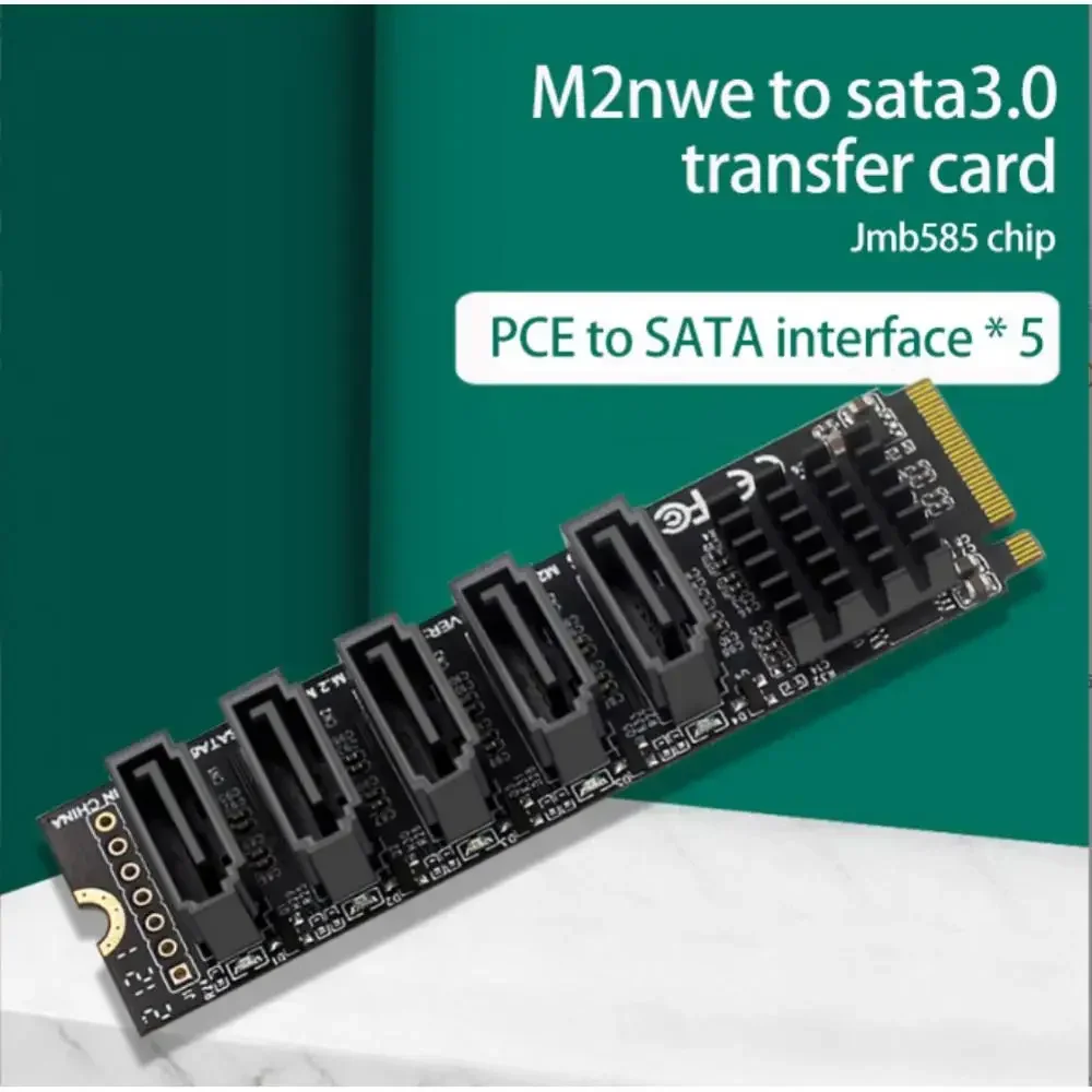 JMB585 Chip Expansion Card for M.2 MKey PCIe NVMe SSD to 5 Ports SATA III 6Gb/s - Adapter Card Accessories
JMB585 Chip Expansion Card for M.2 MKey PCIe NVMe SSD to 5 Ports SATA III 6Gb/s - Adapter Card Accessories