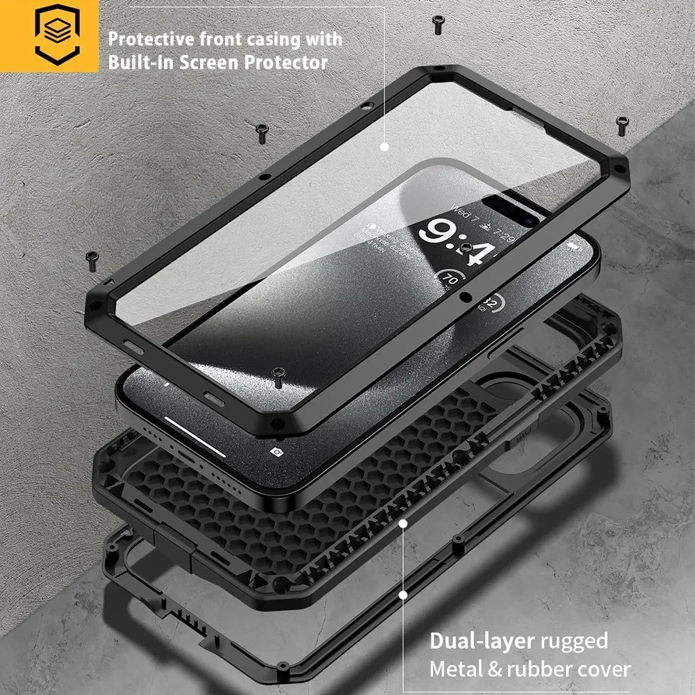 Для iPhone 17 Air 16e 15 14 13 12 11 Pro Max XS XR 8 7 Plus SE2 Металлический сверхмощный 360 противоударный защитный чехол для всего тела
Для iPhone 17 Air 16e 15 14 13 12 11 Pro Max XS XR 8 7 Plus SE2 Металлический сверхмощный 360 противоударный защитный чехол для всего тела