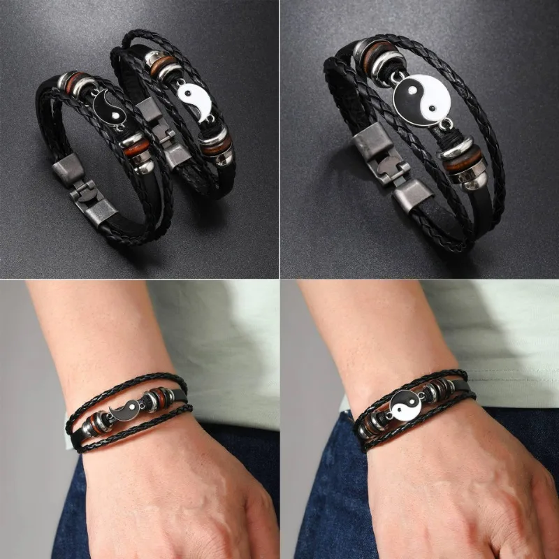 Minimalist Vintage Punk Tai Chi Personalized Leather Bracelet for Men, European and American Trendy and Cool Leather Wristband
Minimalist Vintage Punk Tai Chi Personalized Leather Bracelet for Men, European and American Trendy and Cool Leather Wristband