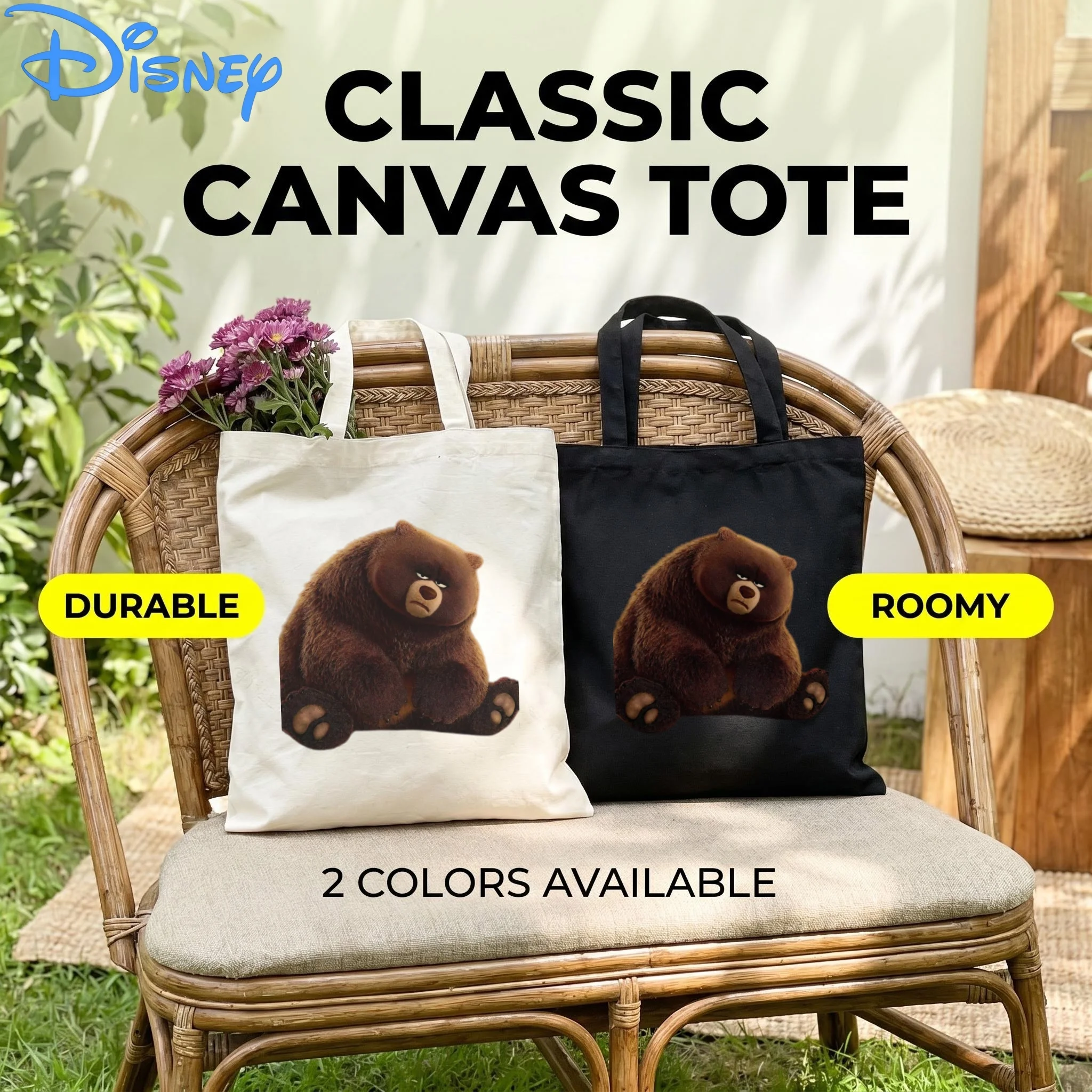 1PC Disney Grumpy Brown Bear Canvas Tote Bag, Moody Sitting Bear Print Eco Shoulder Shopping Bag
1PC Disney Grumpy Brown Bear Canvas Tote Bag, Moody Sitting Bear Print Eco Shoulder Shopping Bag