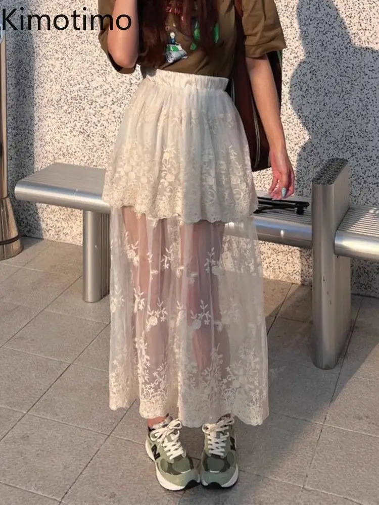 Kimotimo Lace Sheer Mesh Skirt Women 2025 Summer Temperament High Waist All Match A-line Long Skirts Fairycore Y2k Streetwear
Kimotimo Lace Sheer Mesh Skirt Women 2025 Summer Temperament High Waist All Match A-line Long Skirts Fairycore Y2k Streetwear