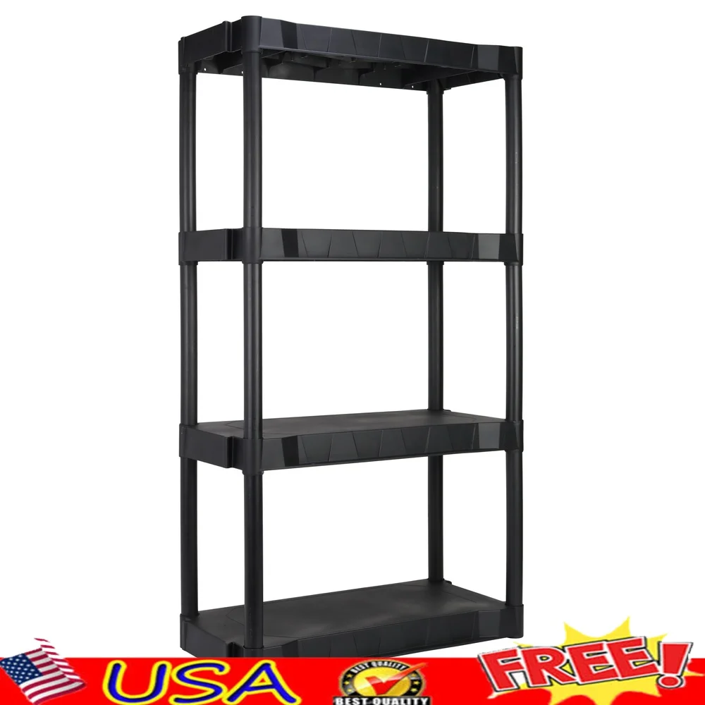 Durable Black Plastic 4-Tier Shelving Unit Easy Assembly No Tools Required 280lb Capacity Ideal Garage Basement Utility Room
Durable Black Plastic 4-Tier Shelving Unit Easy Assembly No Tools Required 280lb Capacity Ideal Garage Basement Utility Room