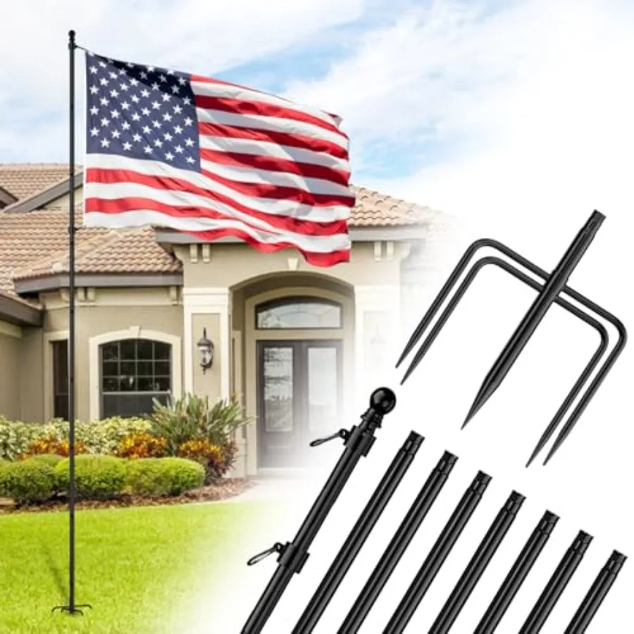 ZMTECH 10 Feet Flag Pole in Ground, Heavy Duty Flag Pole Holder for Outside House with 5 Pronges Base, Extra Thick Flag Pole Ki
ZMTECH 10 Feet Flag Pole in Ground, Heavy Duty Flag Pole Holder for Outside House with 5 Pronges Base, Extra Thick Flag Pole Ki