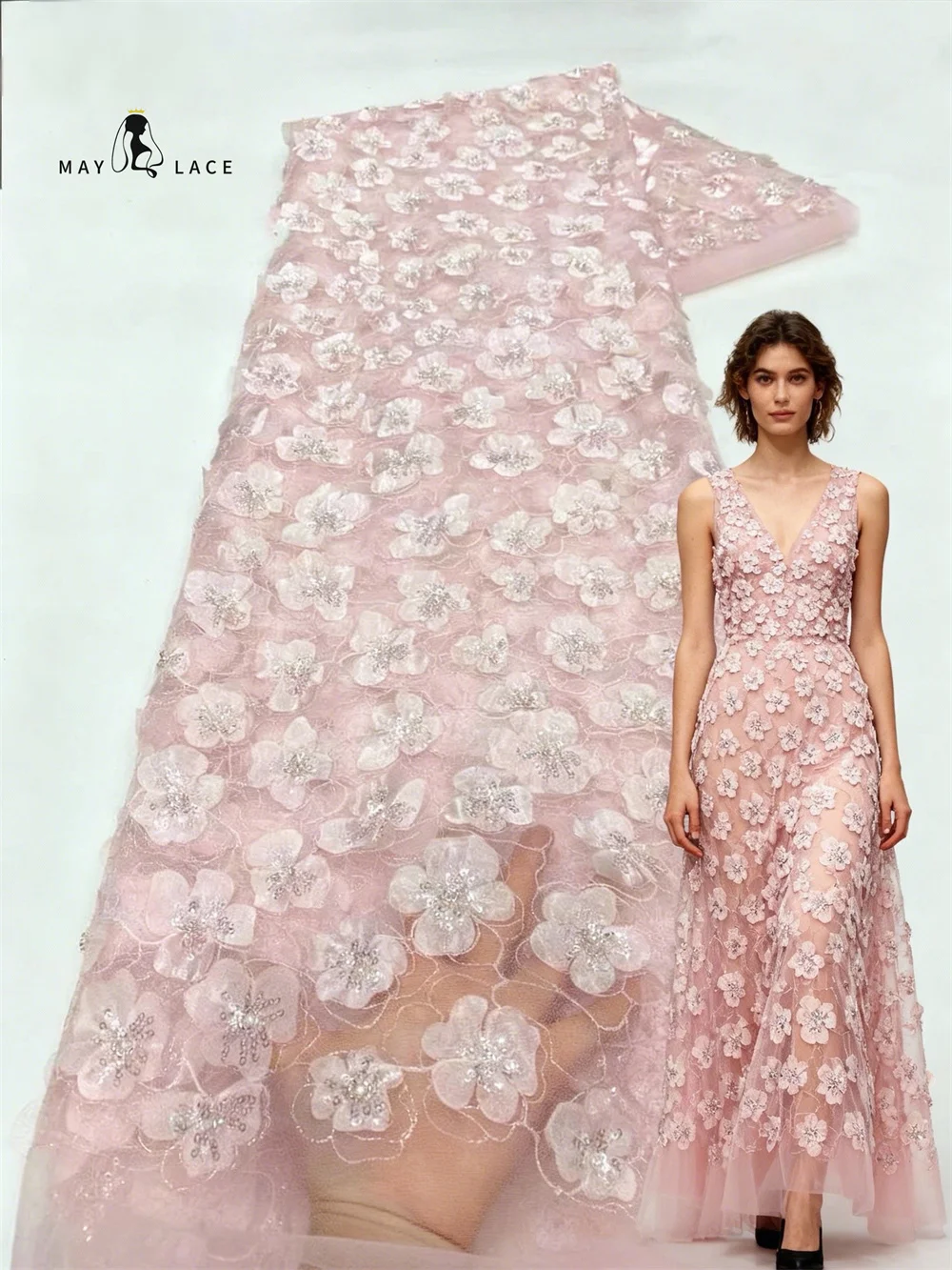 African 3D Flowers Fabric 5 Yards 2026 High Quality Sequins Embroidered French Nigerian Groom Mesh Lace Fabric For Wedding Dress
African 3D Flowers Fabric 5 Yards 2026 High Quality Sequins Embroidered French Nigerian Groom Mesh Lace Fabric For Wedding Dress