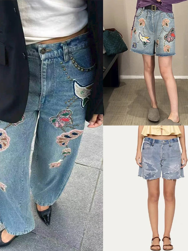 Fashionable Embroidered Rivet Denim Shorts And Pants Straight Leg Natural Waist Button Closure Spring 2026 New Arrival
Fashionable Embroidered Rivet Denim Shorts And Pants Straight Leg Natural Waist Button Closure Spring 2026 New Arrival