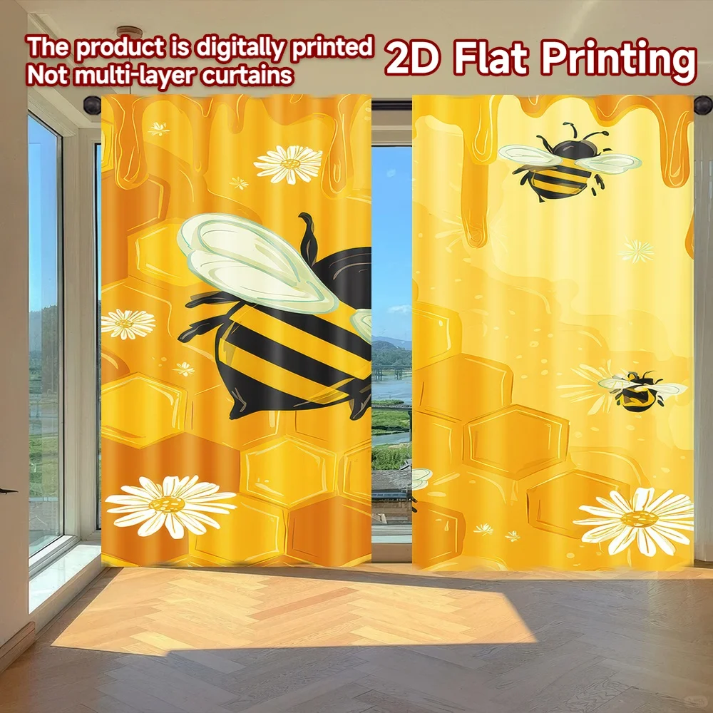 2D flat printing 2pcs Curtain Honeycomb Bees and Daisies Digital Printed Polyester Drapes Party Decorations Perfect for Home
2D flat printing 2pcs Curtain Honeycomb Bees and Daisies Digital Printed Polyester Drapes Party Decorations Perfect for Home