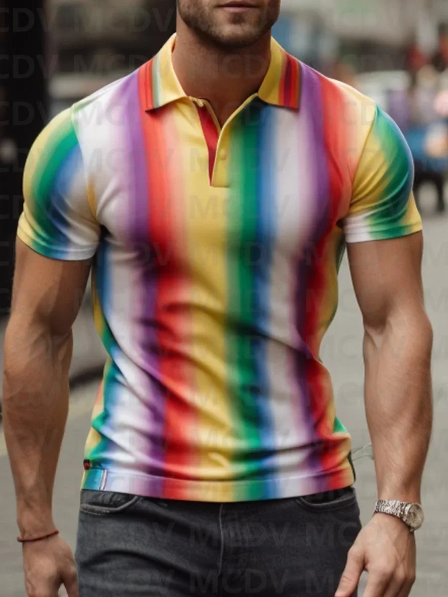 Men's LGBT Pride Rainbow Multicolor Stripe Print Polo Shirt 3D Printed Summer Polo Shirt
Men's LGBT Pride Rainbow Multicolor Stripe Print Polo Shirt 3D Printed Summer Polo Shirt
