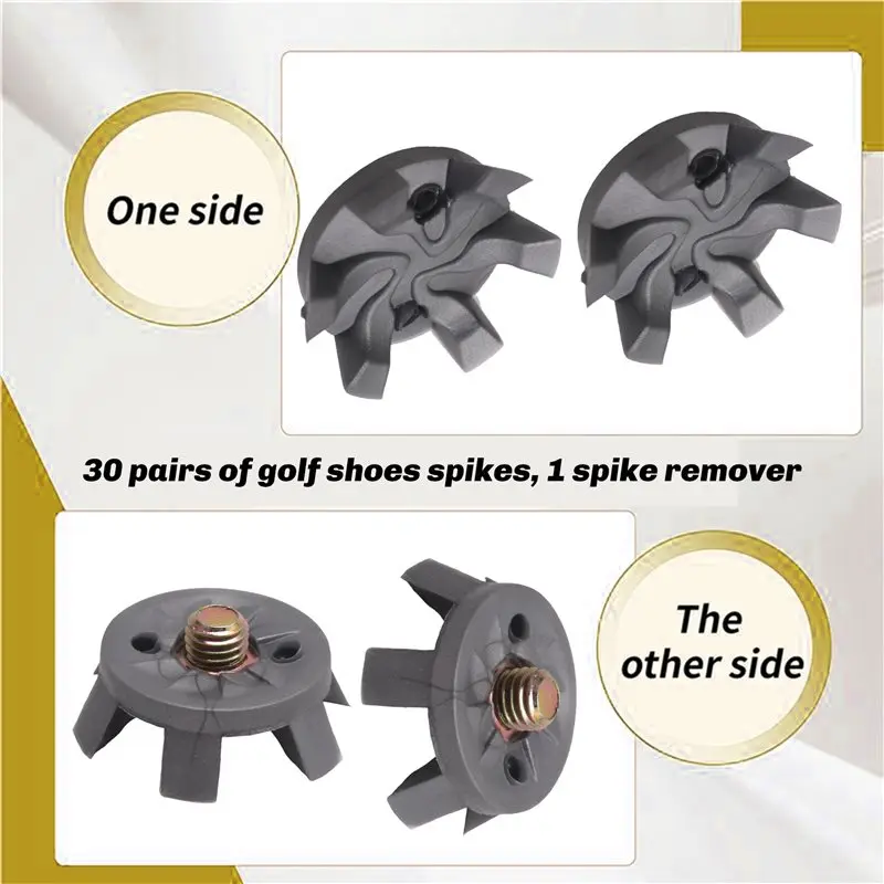 Golf Spikes Set Includes 30 Pcs Golf Cleats Replacement Golf Cleats Spanner Metal Thread Screw 6 Mm Dia Golf Spike Too Multi-Pur
Golf Spikes Set Includes 30 Pcs Golf Cleats Replacement Golf Cleats Spanner Metal Thread Screw 6 Mm Dia Golf Spike Too Multi-Pur