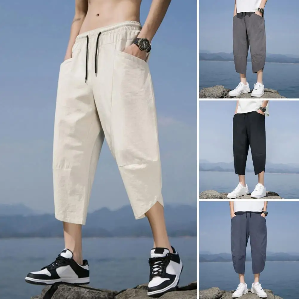 Men Solid Color Straight Pants Men's Casual Cropped Pants with Side Pockets Elastic Waist Drawstring Lightweight Solid for Gym
Men Solid Color Straight Pants Men's Casual Cropped Pants with Side Pockets Elastic Waist Drawstring Lightweight Solid for Gym