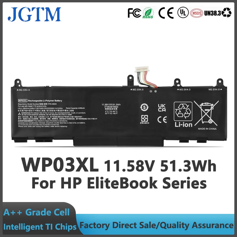 WP03XL 11.58V 51.3Wh Laptop Battery for HP EliteBook 830 835 840 845 860 865 G9 G10 G11/EliteBook X360 1040 G9 G10 2-in-1/ ZBook
WP03XL 11.58V 51.3Wh Laptop Battery for HP EliteBook 830 835 840 845 860 865 G9 G10 G11/EliteBook X360 1040 G9 G10 2-in-1/ ZBook