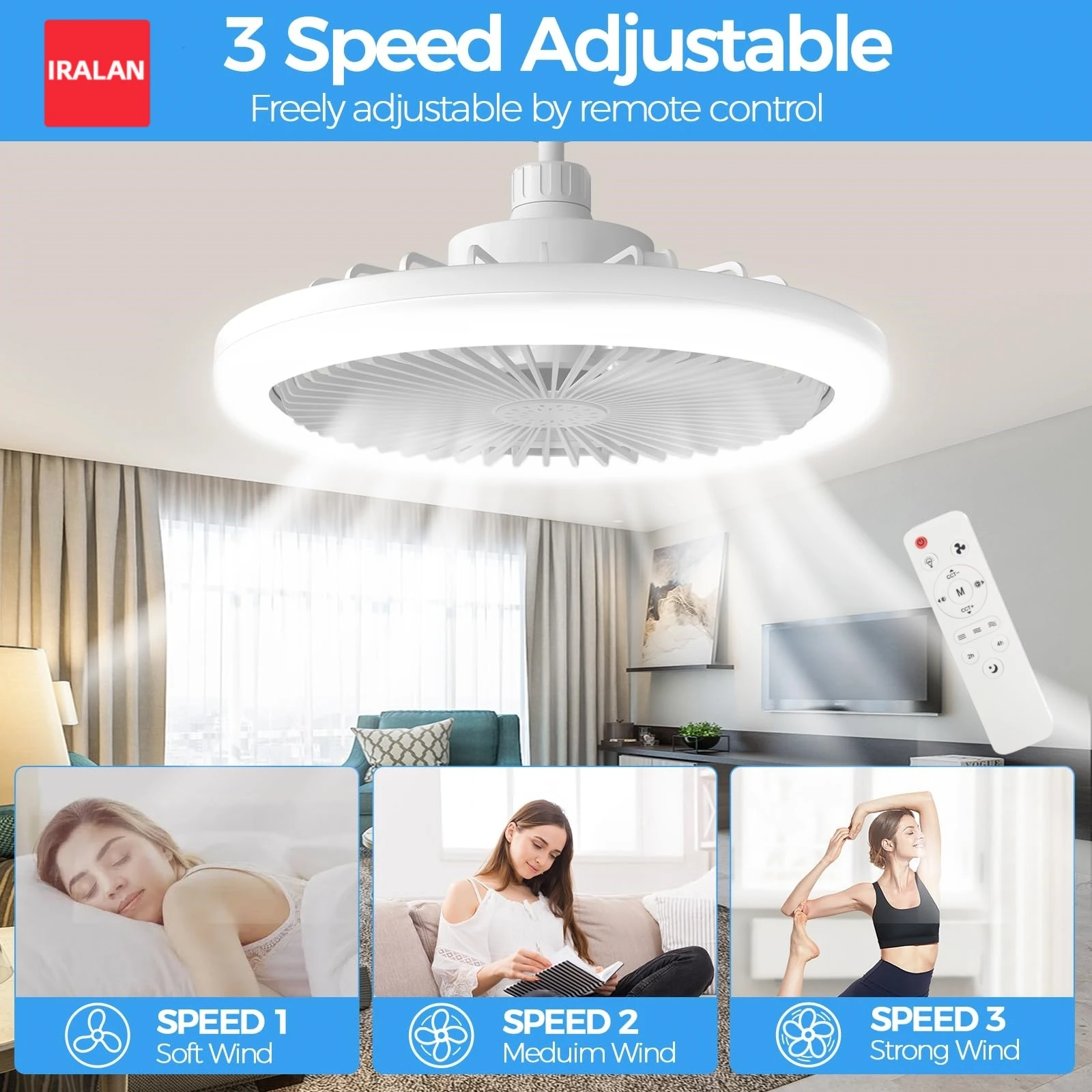 Multifunctional Fans With Lights E27 Base Electric Fan Dimmable Ceiling Fan with Remote Control for Bedroom Study Living Room
Multifunctional Fans With Lights E27 Base Electric Fan Dimmable Ceiling Fan with Remote Control for Bedroom Study Living Room