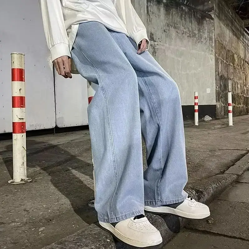 Мужская модная версия, студенческие повседневные джинсы, мужские уличные свободные джинсовые брюки, молодежные жизненные винтажные широкие брюки 
Мужская модная версия, студенческие повседневные джинсы, мужские уличные свободные джинсовые брюки, молодежные жизненные винтажные широкие брюки