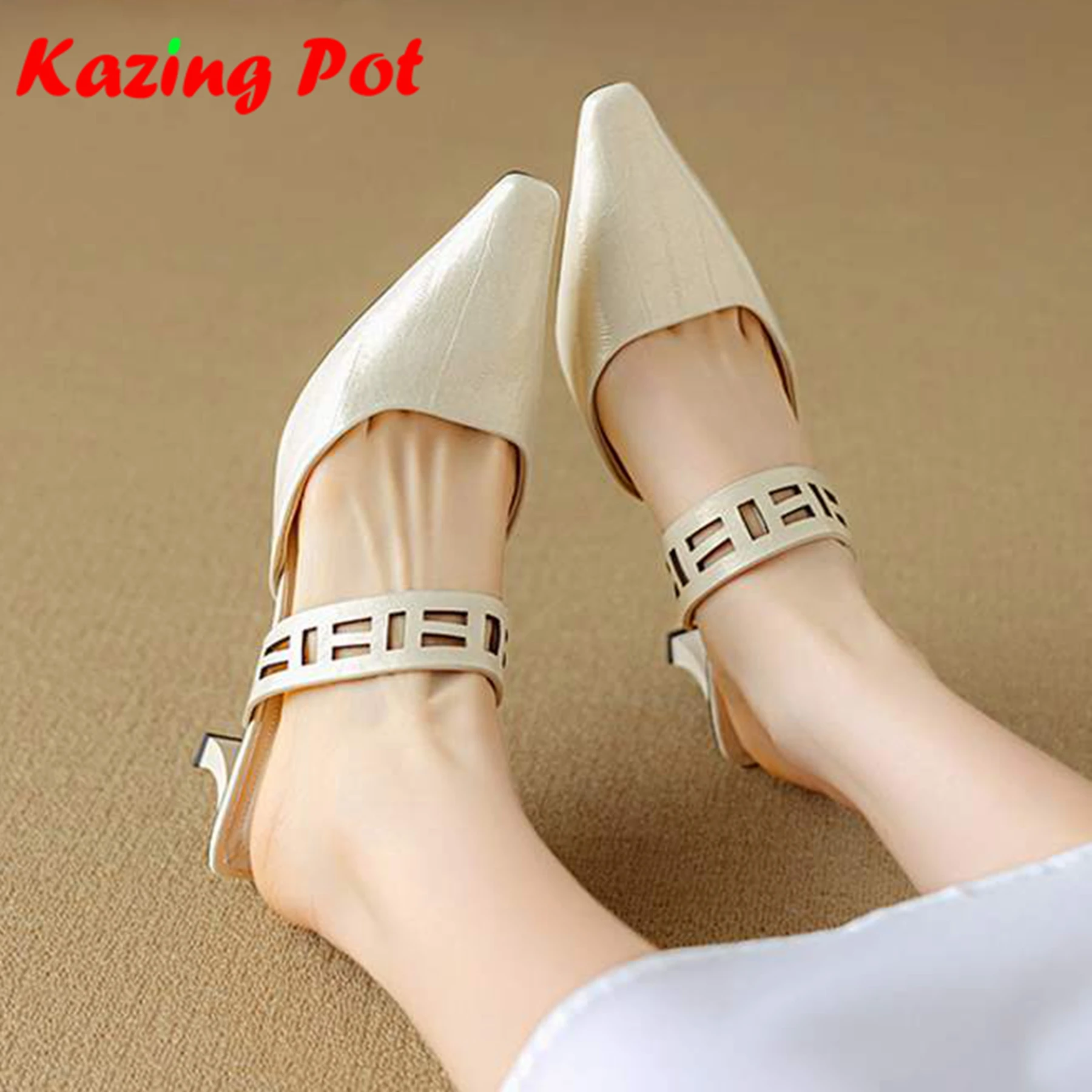 Krazing Pot Cow Skin Mules Pointed Toe Summer Shoes Sandals Blue Color Flip Flops Women Thin Med Heels Office Lady Shallow Pumps
Krazing Pot Cow Skin Mules Pointed Toe Summer Shoes Sandals Blue Color Flip Flops Women Thin Med Heels Office Lady Shallow Pumps