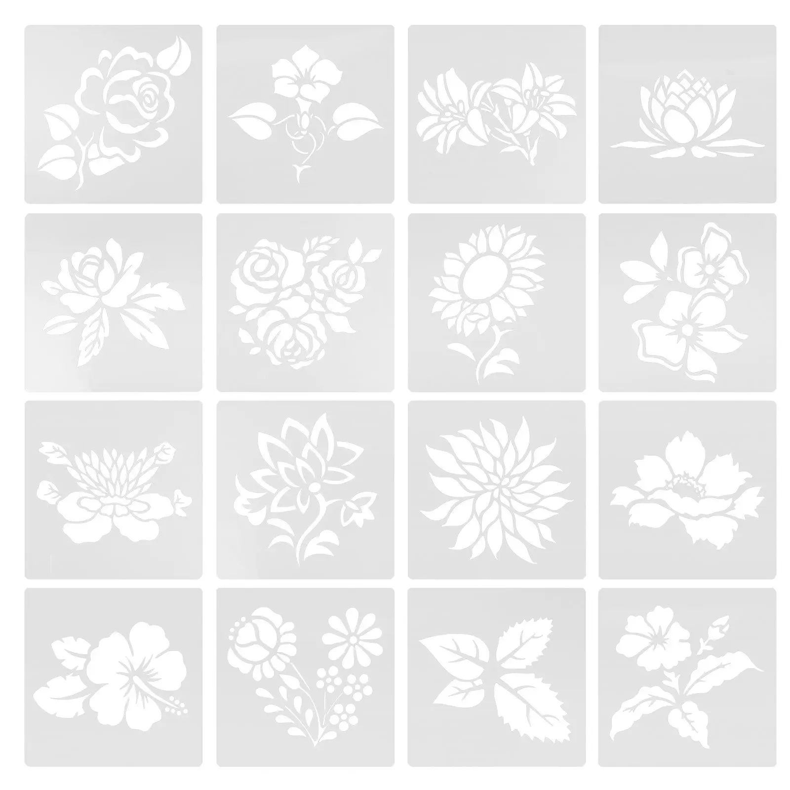16 Pcs H Drawn Hollow Floral Stencil Templates Reusable Pet Face Painting Wall Decor Supplies Plastic Vinyl
16 Pcs H Drawn Hollow Floral Stencil Templates Reusable Pet Face Painting Wall Decor Supplies Plastic Vinyl