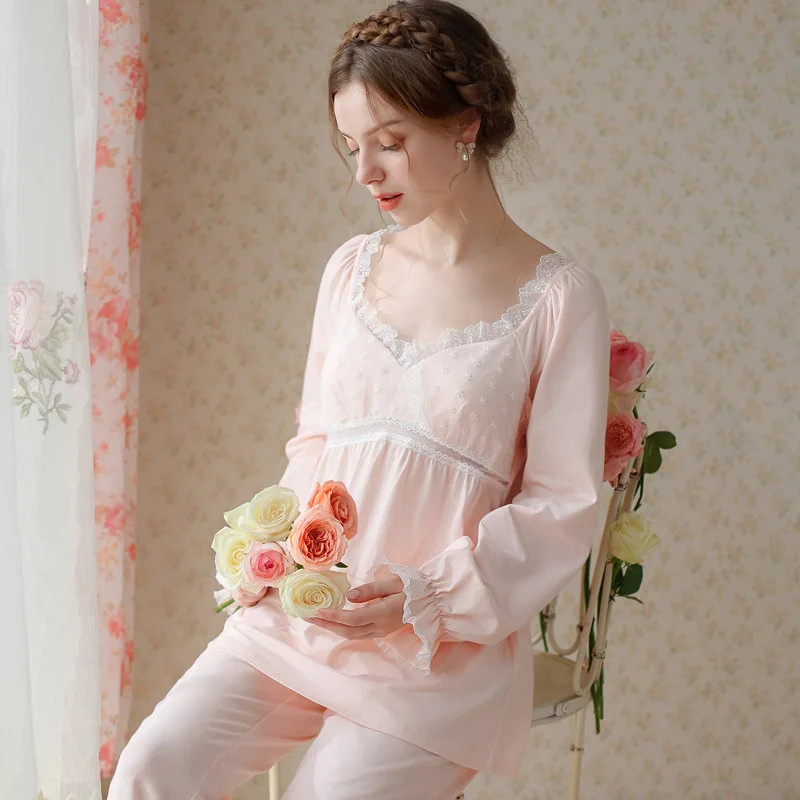Sweet Lace Cotton Pajamas Women Spring Autumn Sexy V Neck Long Sleeve Sleep Tops Bottoms Pants Princess Sleepwear Pajama Sets
Sweet Lace Cotton Pajamas Women Spring Autumn Sexy V Neck Long Sleeve Sleep Tops Bottoms Pants Princess Sleepwear Pajama Sets