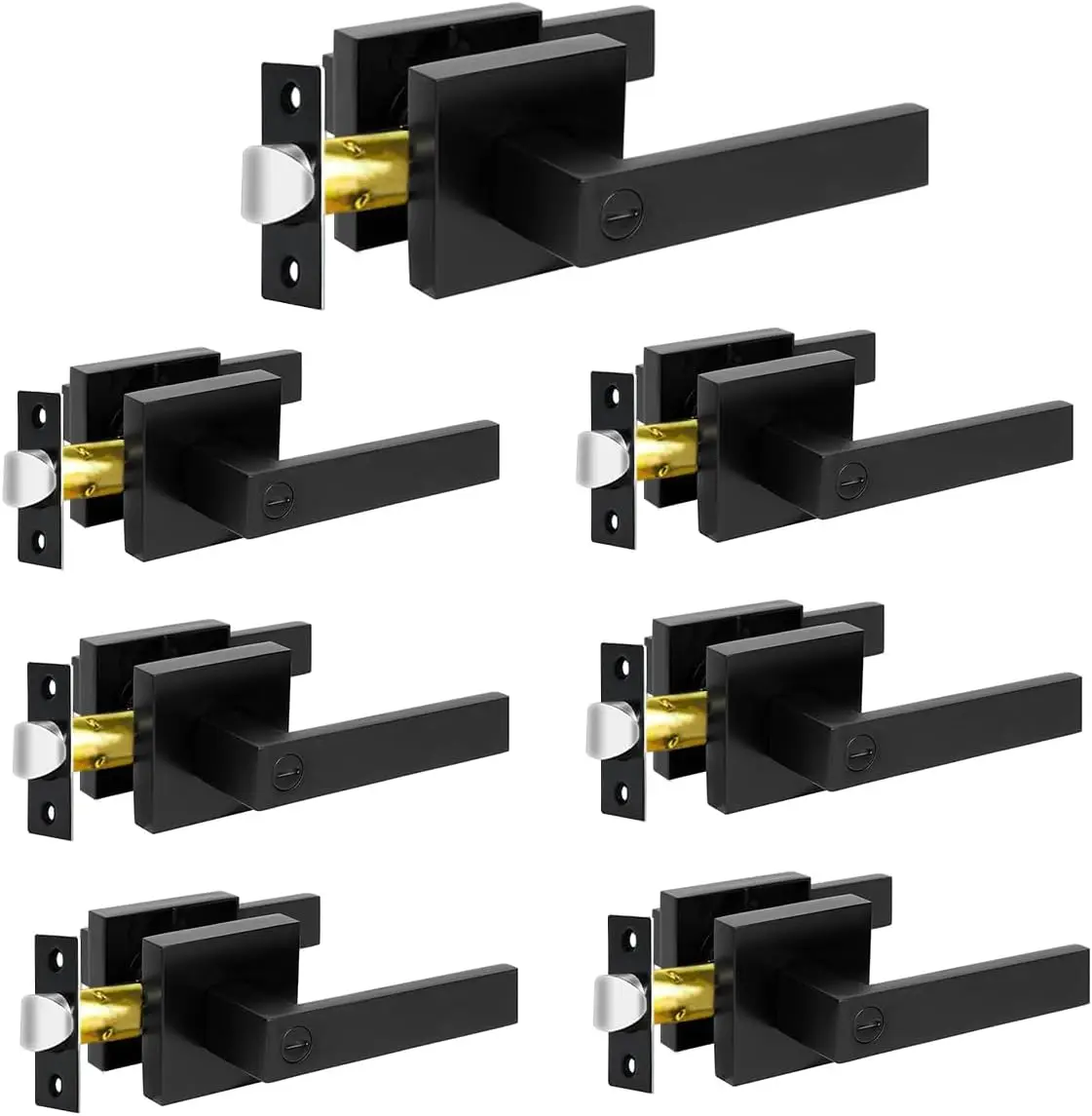 7 Pack Privacy Door Levers, Matte Black Interior Door Handles with Lock, Keyless Entry Reversible for Left or Right Hand Doors
7 Pack Privacy Door Levers, Matte Black Interior Door Handles with Lock, Keyless Entry Reversible for Left or Right Hand Doors