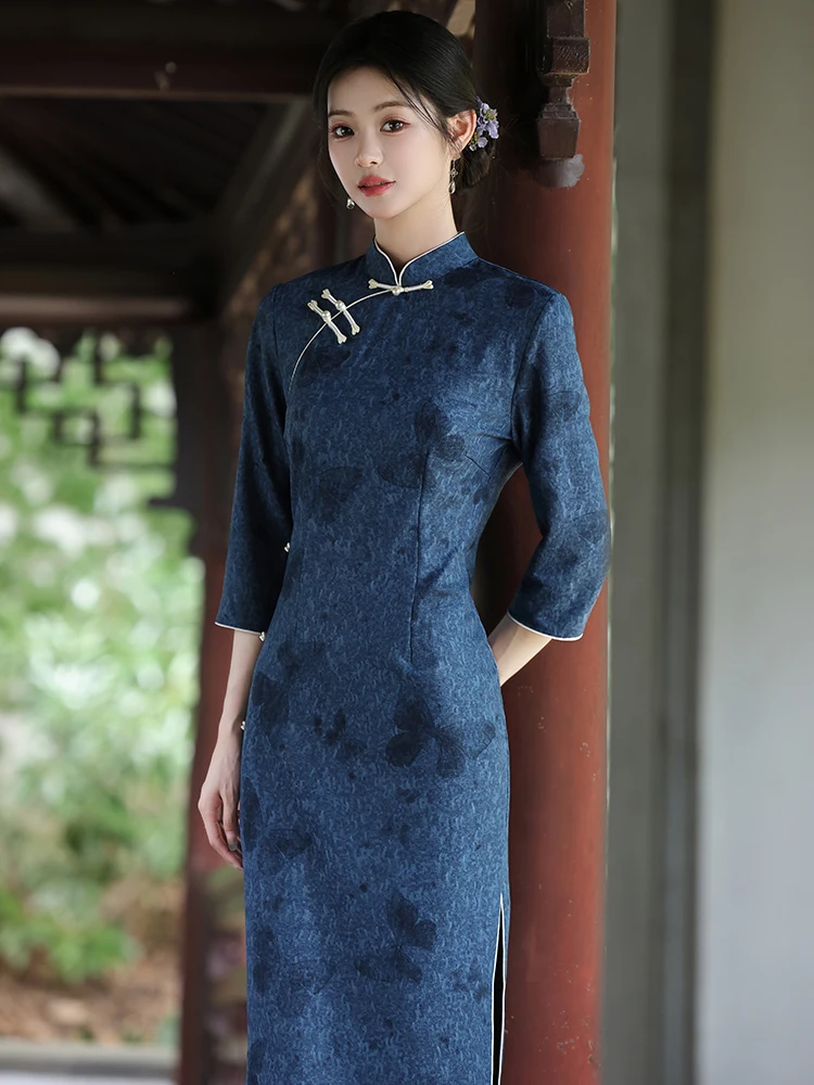 Ele Blue Dr Long Sve Midi Dr Chinese Sle New Faion Daily Wear Comfortable Polyester Fabric
Ele Blue Dr Long Sve Midi Dr Chinese Sle New Faion Daily Wear Comfortable Polyester Fabric
