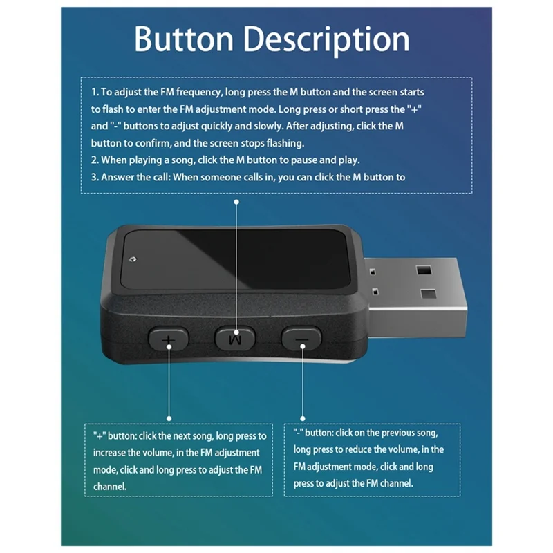 New-Carbluetooth 5.3 FM02 Transmitter Receiver Hands Free Calling Mini USB Power Supply Car Kit Car Wireless Audio Car Radio Dur
New-Carbluetooth 5.3 FM02 Transmitter Receiver Hands Free Calling Mini USB Power Supply Car Kit Car Wireless Audio Car Radio Dur