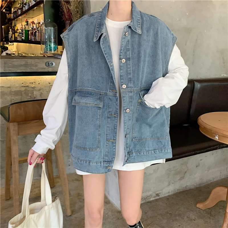 Loose plus Size Denim Jacket Women's Spring Autumn New Style No Sleeve Vest Top Korean Version Student Fashion Outerwear
Loose plus Size Denim Jacket Women's Spring Autumn New Style No Sleeve Vest Top Korean Version Student Fashion Outerwear