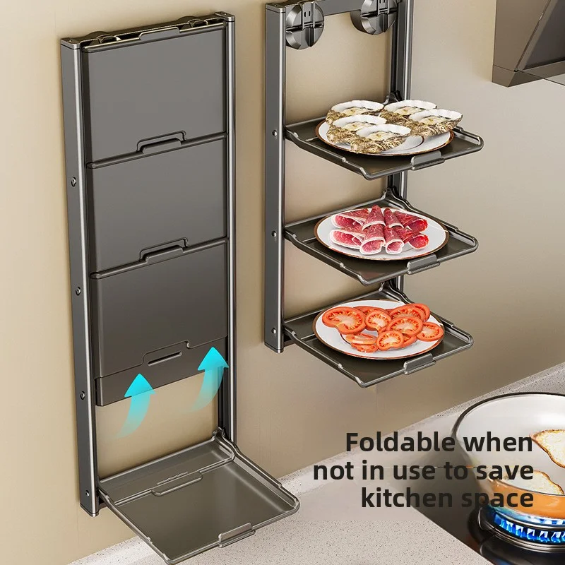 Foldable Multi-Layer Kitchen Storage Rack - Wall-Mounted Prep Organization Holder with Suction Cup No Drilling for Utensils & Di
Foldable Multi-Layer Kitchen Storage Rack - Wall-Mounted Prep Organization Holder with Suction Cup No Drilling for Utensils & Di