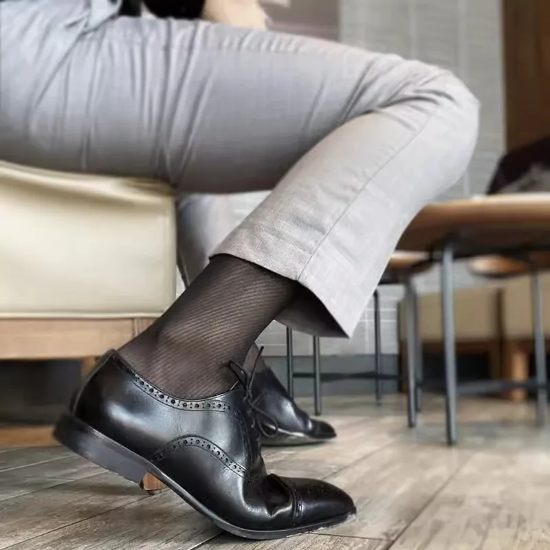 Men's Business Suit Socks Man Ultra-thin Middle Tube Socks Sheer Summer See-through Elastic Striped Sexy Transparent Sock
Men's Business Suit Socks Man Ultra-thin Middle Tube Socks Sheer Summer See-through Elastic Striped Sexy Transparent Sock