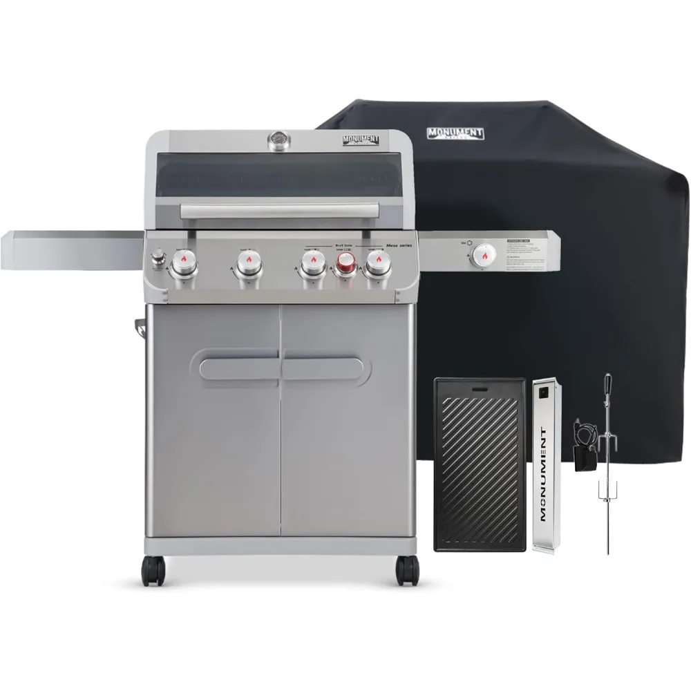 Outdoor Barbecue Stainless Steel 4 Burner Propane Gas Grill, 62,000 BTU Patio Garden Barbecue Grill with Side Burner, Mesa415BZ
Outdoor Barbecue Stainless Steel 4 Burner Propane Gas Grill, 62,000 BTU Patio Garden Barbecue Grill with Side Burner, Mesa415BZ