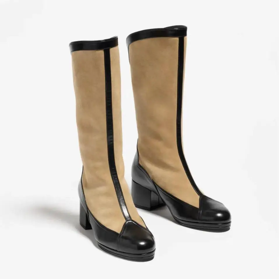 Classic Style Patchwork Round Toe Platform Knee-High Women Boots Chunky Middle Heels Back Zipper Design Large Size Shoes
Classic Style Patchwork Round Toe Platform Knee-High Women Boots Chunky Middle Heels Back Zipper Design Large Size Shoes