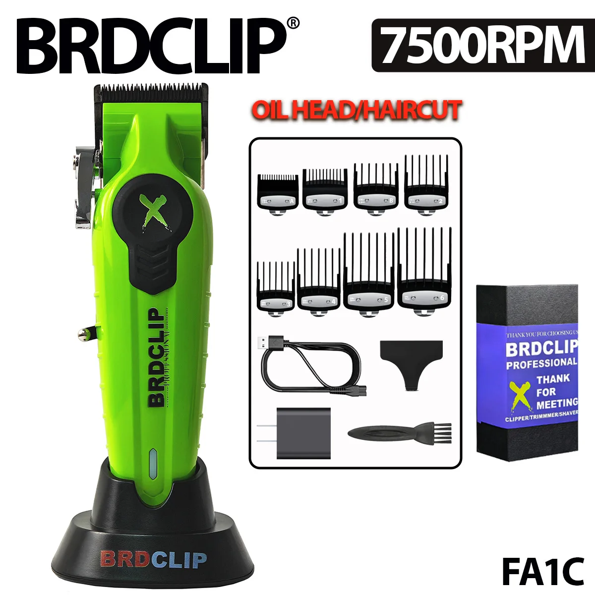 2024 Fashion BRDCLIP FA1C 7500RPM Barber Professional Hair Clipper High Speed Motor 2500mAh Electric Trimmer DLC Blade with Base
2024 Fashion BRDCLIP FA1C 7500RPM Barber Professional Hair Clipper High Speed Motor 2500mAh Electric Trimmer DLC Blade with Base