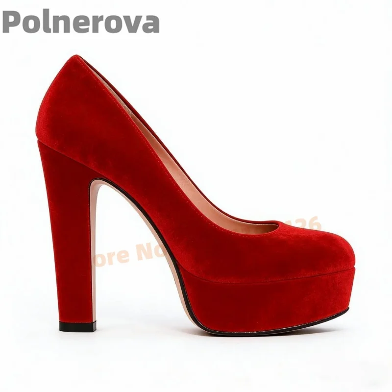 Women's Red Velvet Chunky Heels Pumps Round Toe Slip On Platform High Heels Spring Autumn Elegant Dress Party Wedding Shoes
Women's Red Velvet Chunky Heels Pumps Round Toe Slip On Platform High Heels Spring Autumn Elegant Dress Party Wedding Shoes