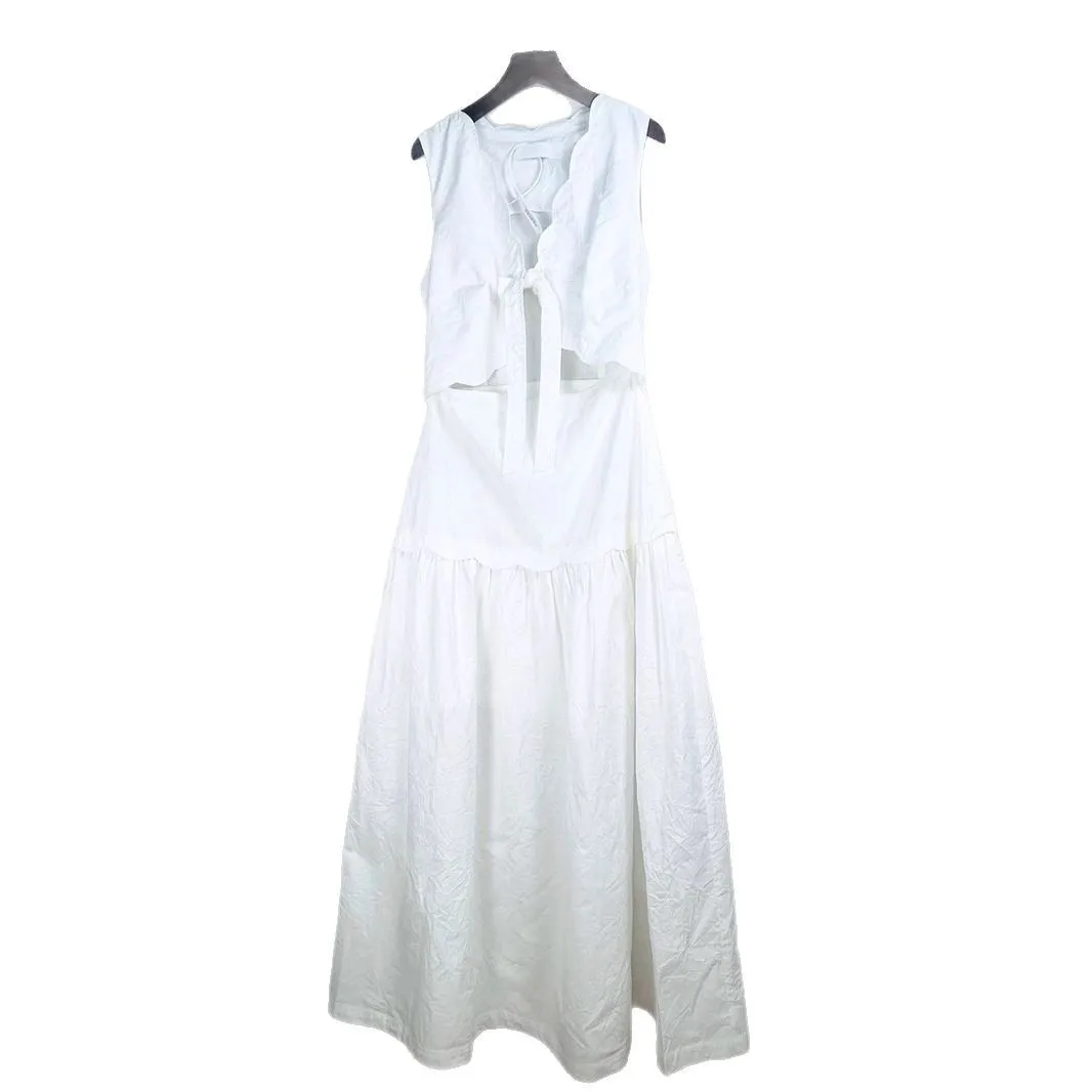 Fake Two-piece Dress with Lace Tie Bow White Long Vest Skirt 2025 Spring and Summer New Style Birthday Dress for Women
Fake Two-piece Dress with Lace Tie Bow White Long Vest Skirt 2025 Spring and Summer New Style Birthday Dress for Women