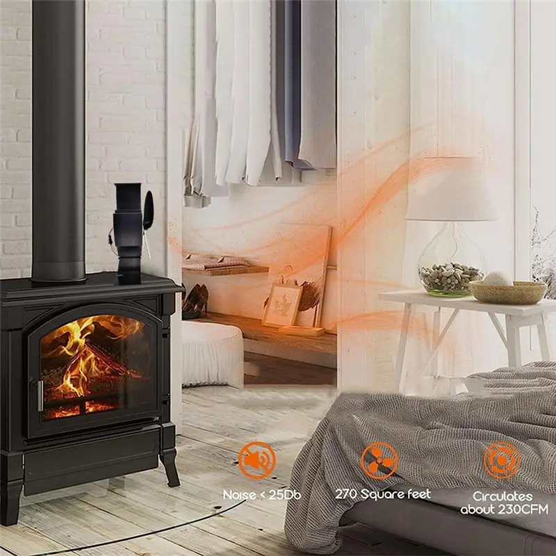 HGHO Wood Stove Fan Small Designed 4 Blades Heat Powered Fireplace Fans Fan for Wood/Log Burner/Fireplace Black TP2002-4
HGHO Wood Stove Fan Small Designed 4 Blades Heat Powered Fireplace Fans Fan for Wood/Log Burner/Fireplace Black TP2002-4