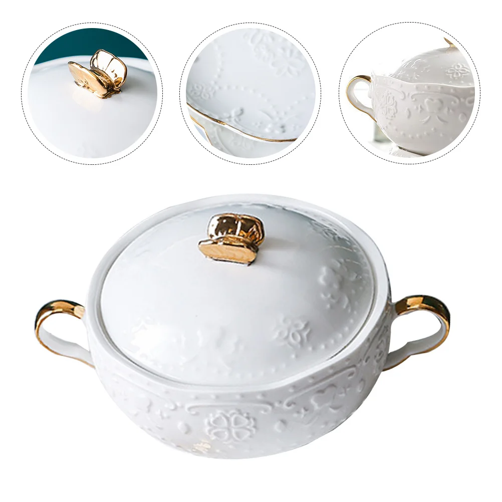 1Set Double Handle Ceramic Dessert Bowl Sturdy Gold White Relief Pattern Fruit Salad Soup Serving Bowl for Parties
1Set Double Handle Ceramic Dessert Bowl Sturdy Gold White Relief Pattern Fruit Salad Soup Serving Bowl for Parties