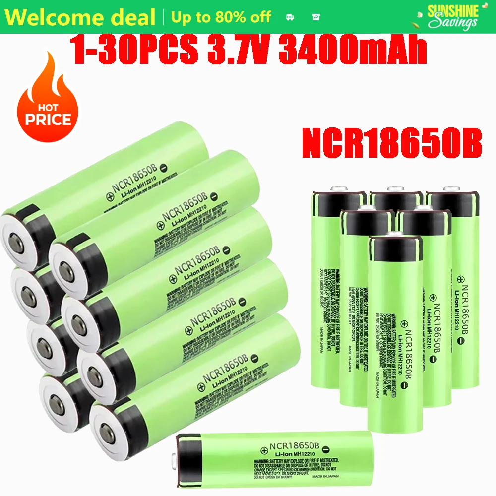 New 1-31PCS Original NCR18650B 3.7v 3400mAh 18650 Lithium Rechargeable Battery with Pointed(No PCB) batteries
New 1-31PCS Original NCR18650B 3.7v 3400mAh 18650 Lithium Rechargeable Battery with Pointed(No PCB) batteries