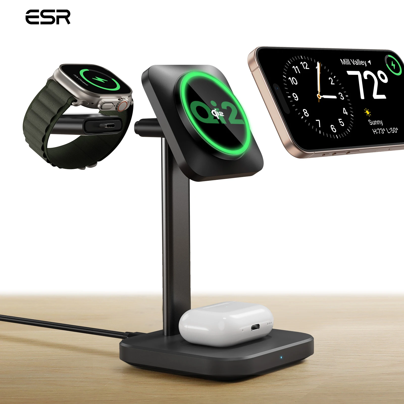 ESR for Qi2 3 in 1 Charging Station 15W Qi2 MagSafe Wireless Charger Charger Stand for iPhone16/15/14/13/12 Series&
ESR for Qi2 3 in 1 Charging Station 15W Qi2 MagSafe Wireless Charger Charger Stand for iPhone16/15/14/13/12 Series&