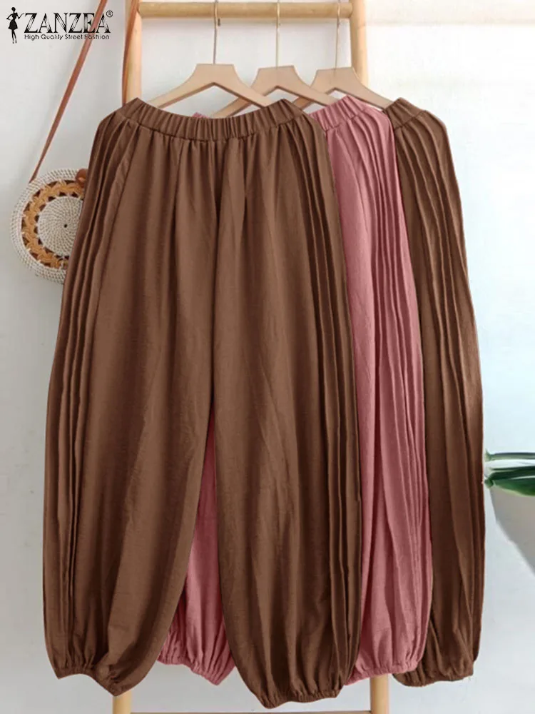 ZANZEA Casual Loose Pleated Pants Women Long Pants 2024 Summer Elastic Waist Pantalon Holiday Vintage Wide Leg Oversize Trousers
ZANZEA Casual Loose Pleated Pants Women Long Pants 2024 Summer Elastic Waist Pantalon Holiday Vintage Wide Leg Oversize Trousers