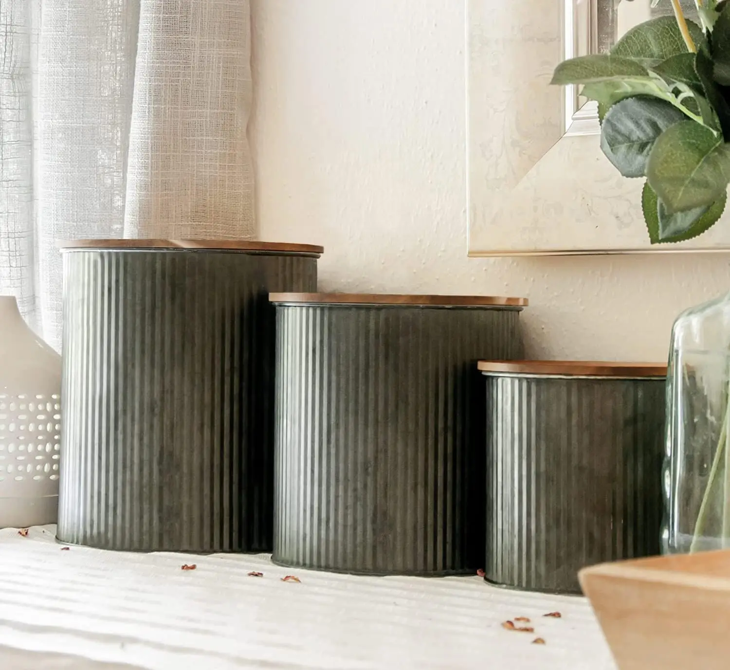 Acacia Wood Canisters Set for Kitchen Countertop - 5,4,2 Quart Storage Containers with Lids
Acacia Wood Canisters Set for Kitchen Countertop - 5,4,2 Quart Storage Containers with Lids