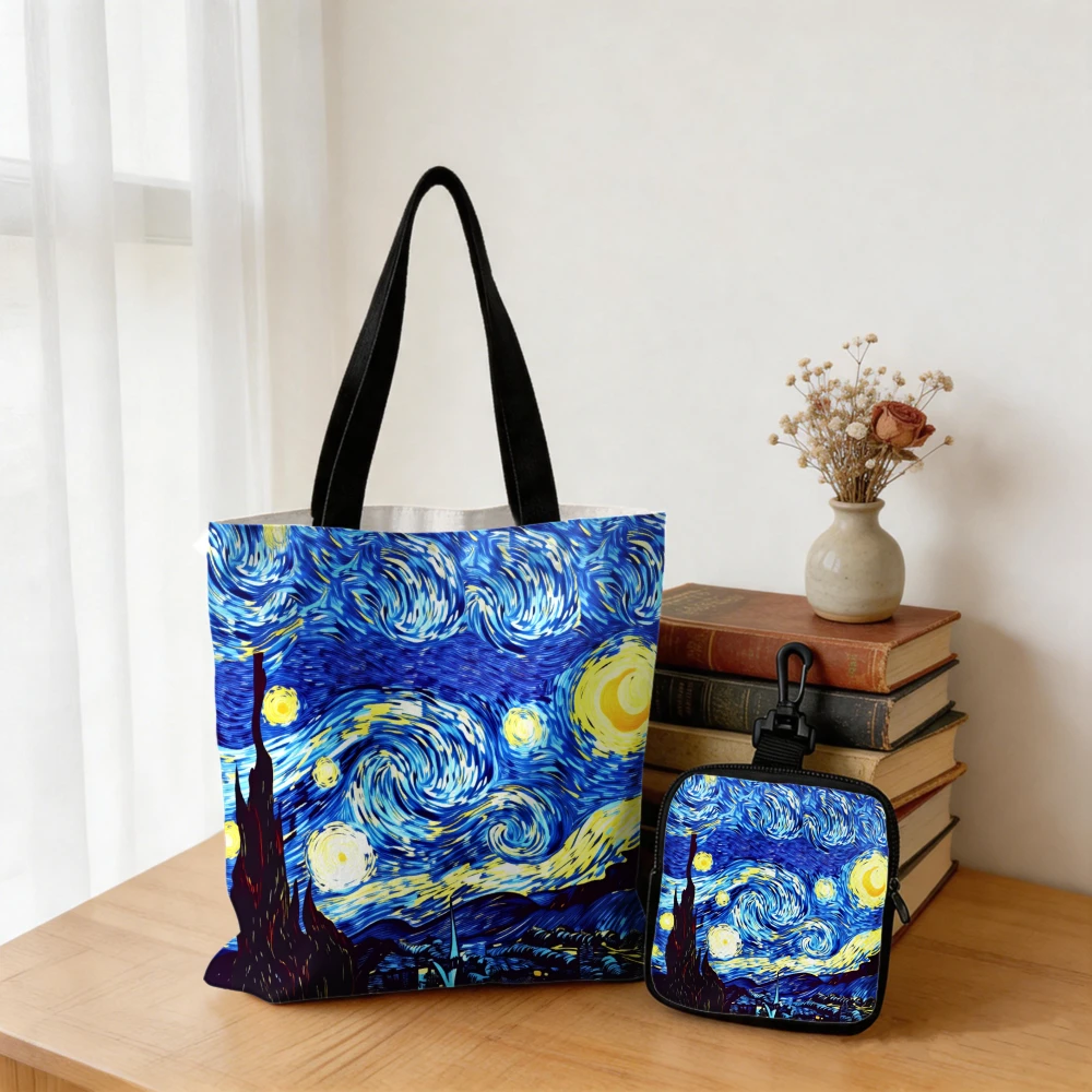Artistic Van Gogh Starry Night Coin Purse Shoulder Bag Reusable Shopping Bags Pet Treat Bag Handbag Combo Tote Bag
Artistic Van Gogh Starry Night Coin Purse Shoulder Bag Reusable Shopping Bags Pet Treat Bag Handbag Combo Tote Bag