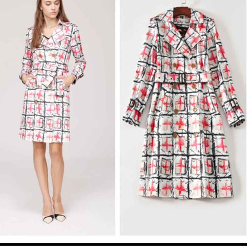 2023 Autumn Winter New Women's High-end Trench Temperament Double Breasted Waist Belt Fashion Lattice Printed Windbreaker Coats
2023 Autumn Winter New Women's High-end Trench Temperament Double Breasted Waist Belt Fashion Lattice Printed Windbreaker Coats