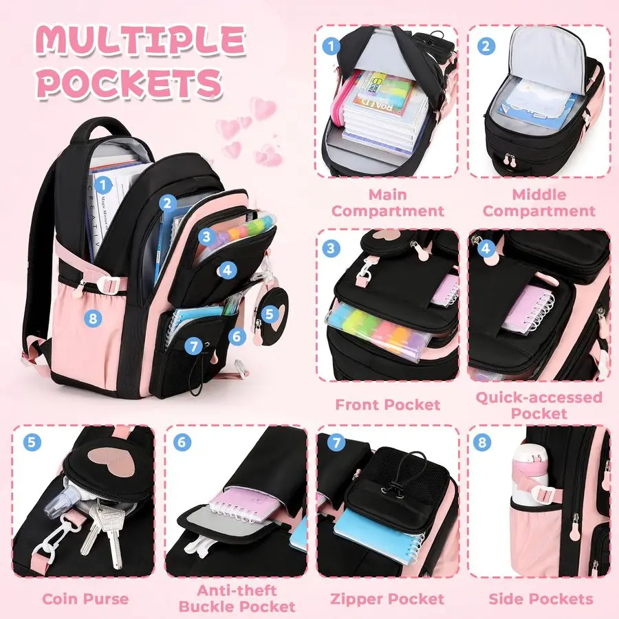 Backpack, Kids Backpack for Girls, School bag for Primary Elementary Teenage, Middle School Students Bookbag
Backpack, Kids Backpack for Girls, School bag for Primary Elementary Teenage, Middle School Students Bookbag
