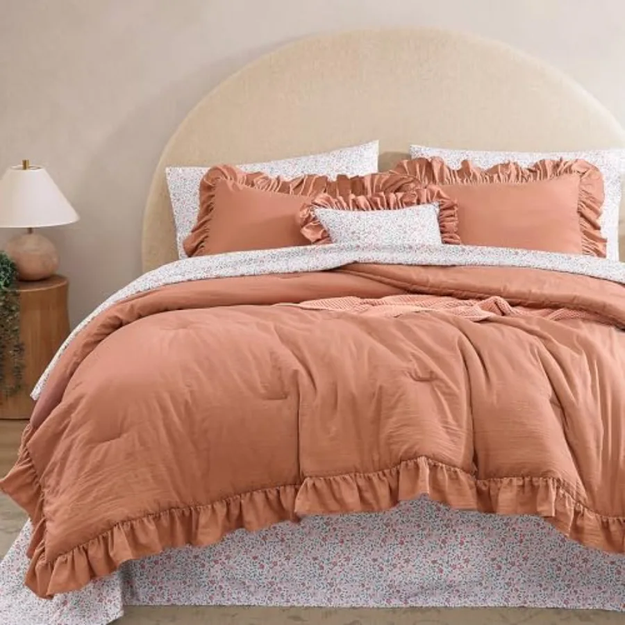 Comforter Set - 7 Pieces Ruffle Bedding Sets Shabby Chic Farmhouse Bed in a Bag with Ruffle Comforter Floral Sheets Pillowcases
Comforter Set - 7 Pieces Ruffle Bedding Sets Shabby Chic Farmhouse Bed in a Bag with Ruffle Comforter Floral Sheets Pillowcases