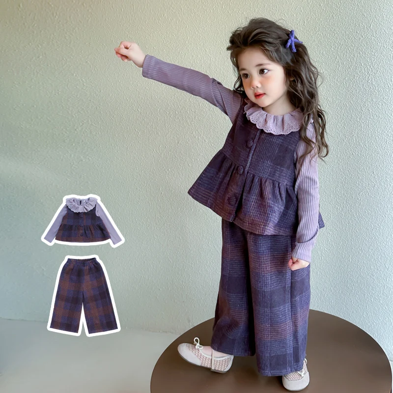 Girl Clothes Sets Size 2-9Y Kids Plaid Vest Top+T-Shirt+Pants Bottom Suit Child 3Piece Of Clothing Sets Toddle Girl Casual Set
Girl Clothes Sets Size 2-9Y Kids Plaid Vest Top+T-Shirt+Pants Bottom Suit Child 3Piece Of Clothing Sets Toddle Girl Casual Set