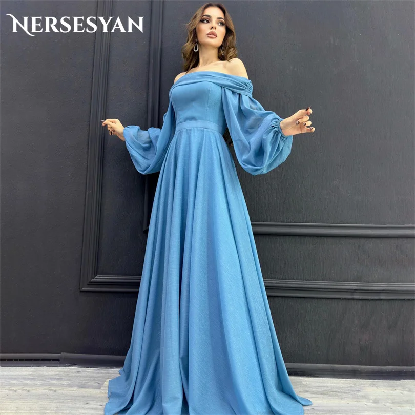 Nersesyan Elegant Off Shoulder Formal Party Gowns Chiffon Long Sleeves A Line Pleats Evening Dresses Graduation Prom Dress 2023
Nersesyan Elegant Off Shoulder Formal Party Gowns Chiffon Long Sleeves A Line Pleats Evening Dresses Graduation Prom Dress 2023
