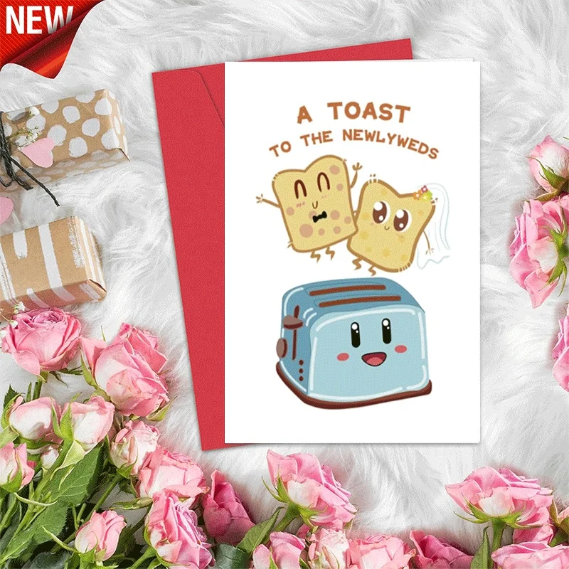 Newlyweds Wedding Greeting Card, Cute Toast Couple Design Wedding Congratulation Card for Bride Groom
Newlyweds Wedding Greeting Card, Cute Toast Couple Design Wedding Congratulation Card for Bride Groom