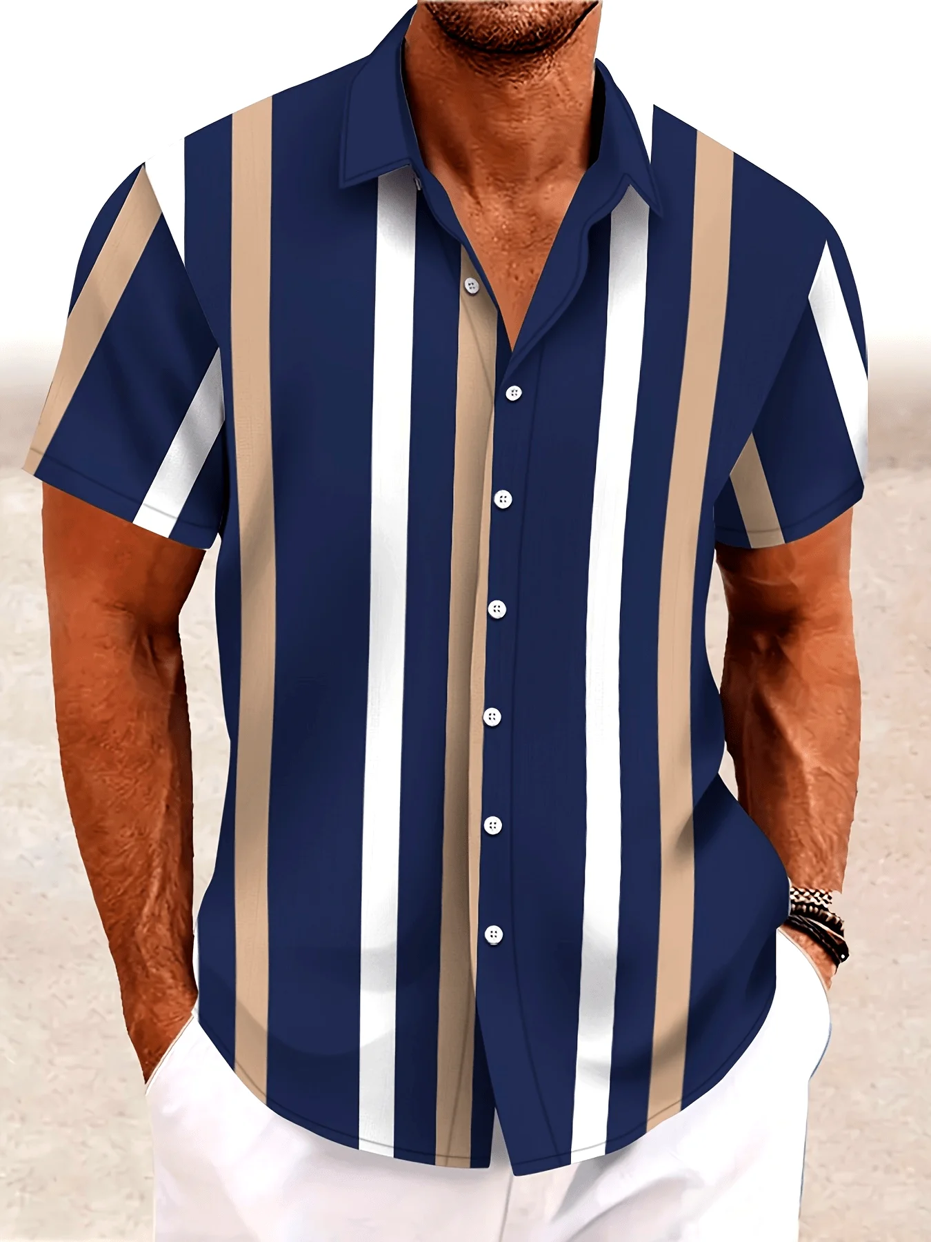 2026 Summer New Style Men's Short-Sleeved Shirt with 3D Vertical Pattern Print for Street Casual Fashion Comfortable and Soft
2026 Summer New Style Men's Short-Sleeved Shirt with 3D Vertical Pattern Print for Street Casual Fashion Comfortable and Soft