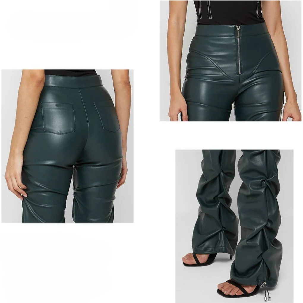 Fashion Trend 1PC Brown Faux PU Leather Pleated High Waist Stacked Pants Women Slim Hipster Street Style Long Trousers Female
Fashion Trend 1PC Brown Faux PU Leather Pleated High Waist Stacked Pants Women Slim Hipster Street Style Long Trousers Female